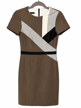 Judith & Charles Linen Blend Dress Sz 4 Made in Canada Designer Business Chic